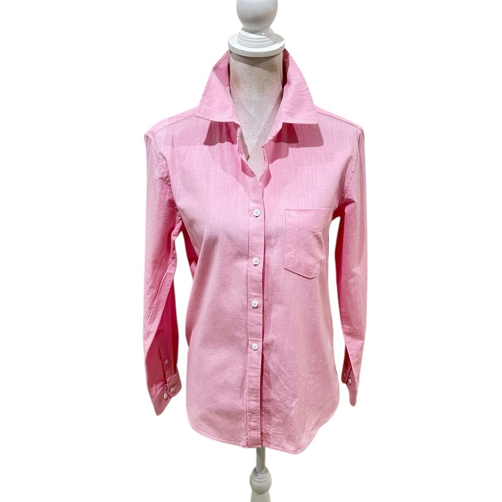 Siliteelon luxury pale Pink Button Down linen blend Shirt chest pocket sz small